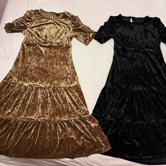 Who What Wear Dresses & Skirts - Set of Two Who What Wear Velour Dresses - Gold and Black
